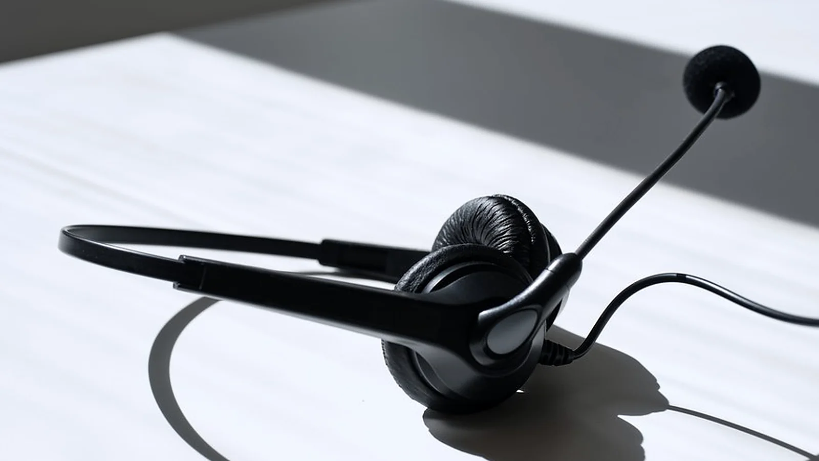 wireless headphones with boom microphone detail for call-center shifts